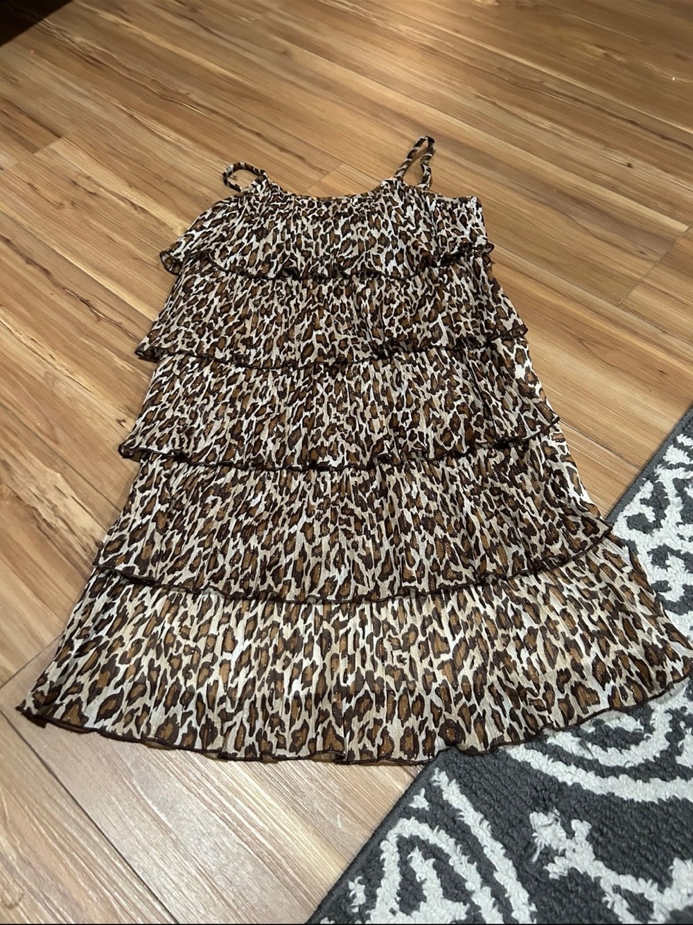 Justice Tiered Leopard Print Slip Dress Size 12